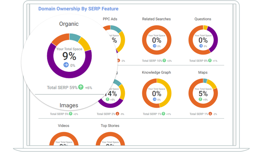 Screenshot zoomed in on organic SERP feature doughnut