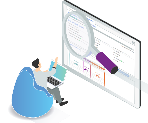 Illustration of a man looking at the results of a sketch