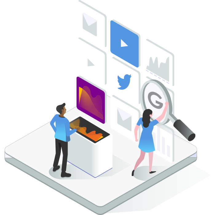 Illustration of a social media team