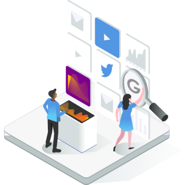 Illustration of a social media team